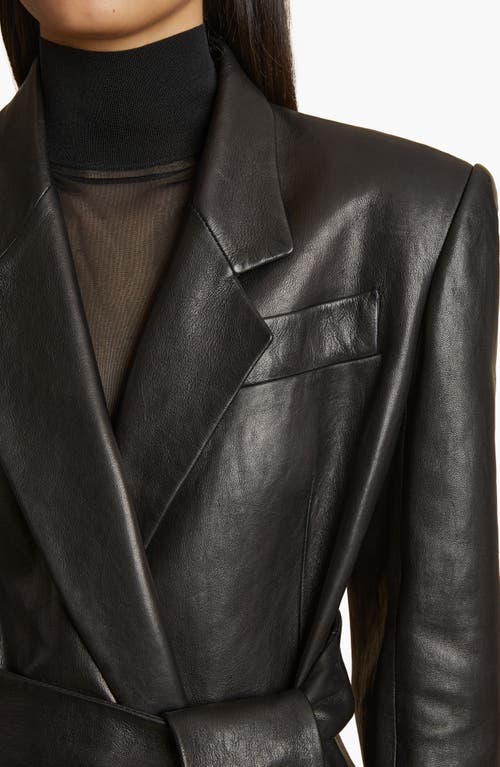 Shop Khaite Lolo Lambskin Leather Long Coat In Black