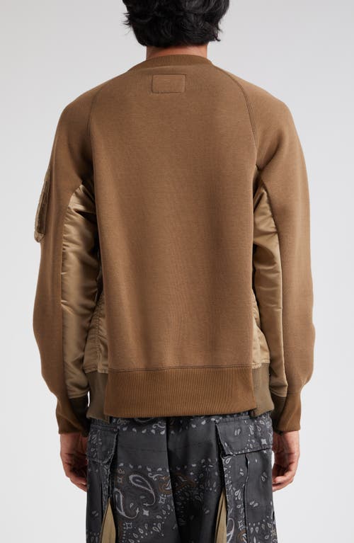 Shop Sacai Sponge Mixed Media Crewneck Sweatshirt In D/beigexd/beige