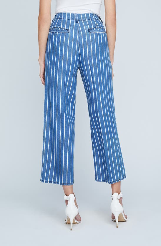 Shop L Agence Zayne High Waist Crop Wide Leg Trouser Jeans In Denim Stripe