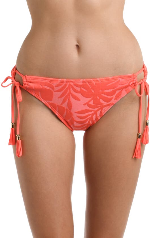 Shop La Blanca Island Palm Adjustable Loop Hipster Bikini Bottoms In Coral