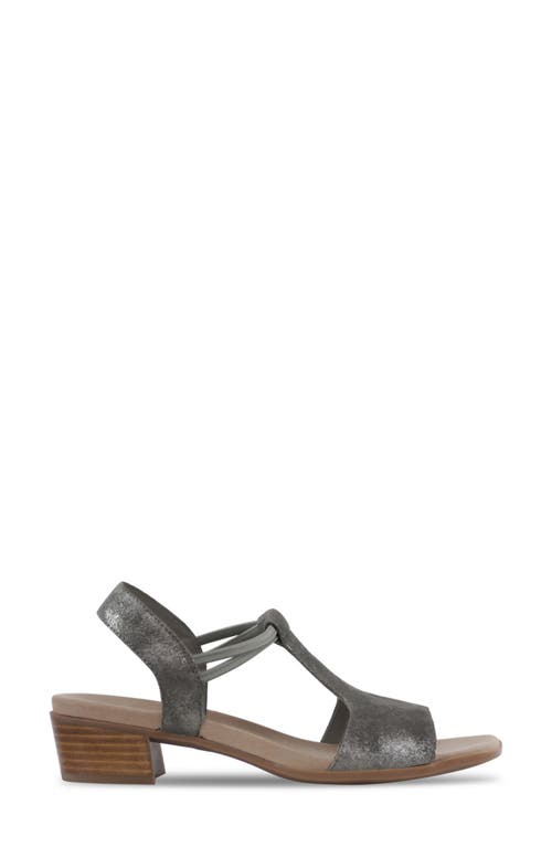 Shop Munro Susan T-strap Sandal In Gunmetal Metallic Suede