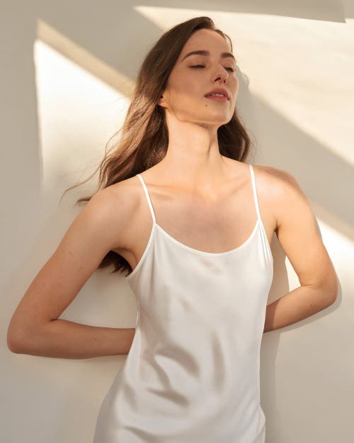 Lilysilk 22 Momme Short Silk Chemise In Natural White