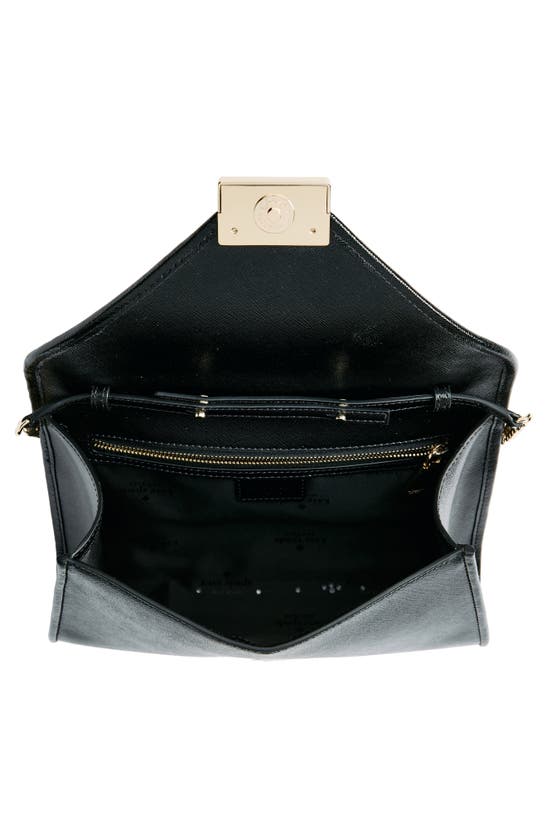 Shop Kate Spade Anna Medium Envelope Leather Convertible Clutch In Black