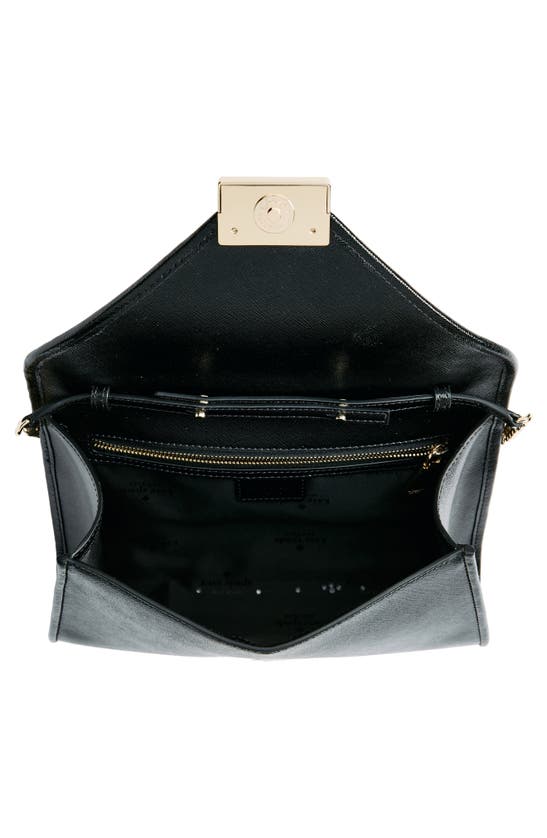 Kate Spade Anna Medium Envelope Leather Convertible Clutch In Black