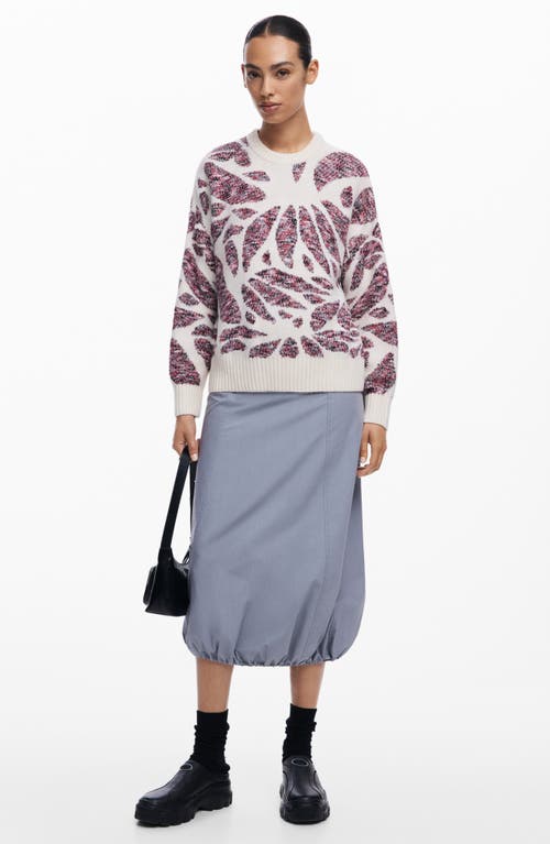 Desigual Leaf Print Sweater In Mix