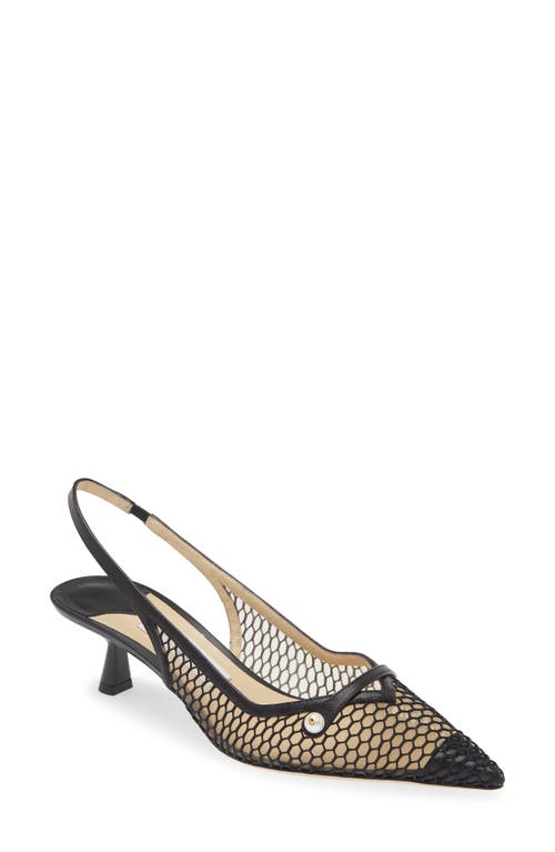 Shop Jimmy Choo Amita Kitten Heel Pointed Toe Slingback Pump In Black/black