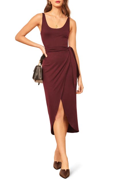 REFORMATION KAILA WRAP STYLE JERSEY DRESS
