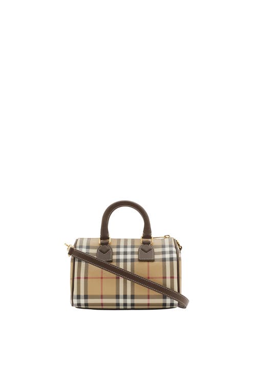Burberry Beige Mini Check Bowling Bag In Military