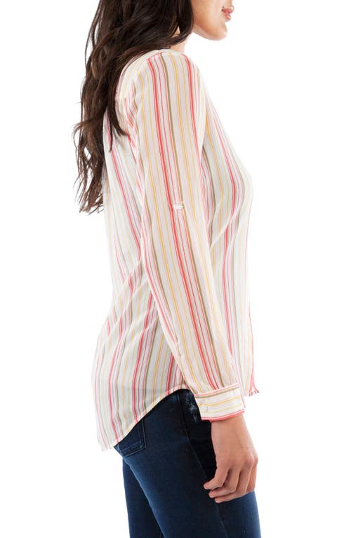 Shop Kut From The Kloth Jasmine Chiffon Button-up Shirt In Summer Stripe White