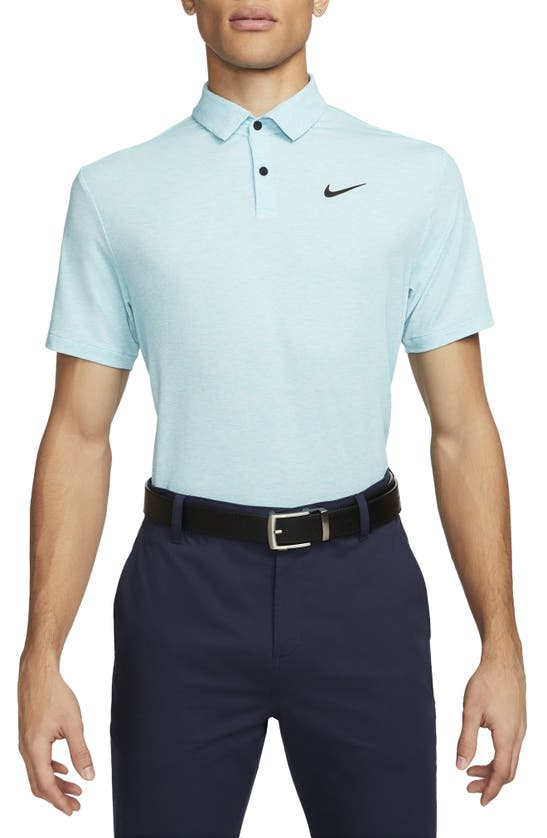 Nike Dri-fit Heathered Golf Polo In Baltic Blue/ Black