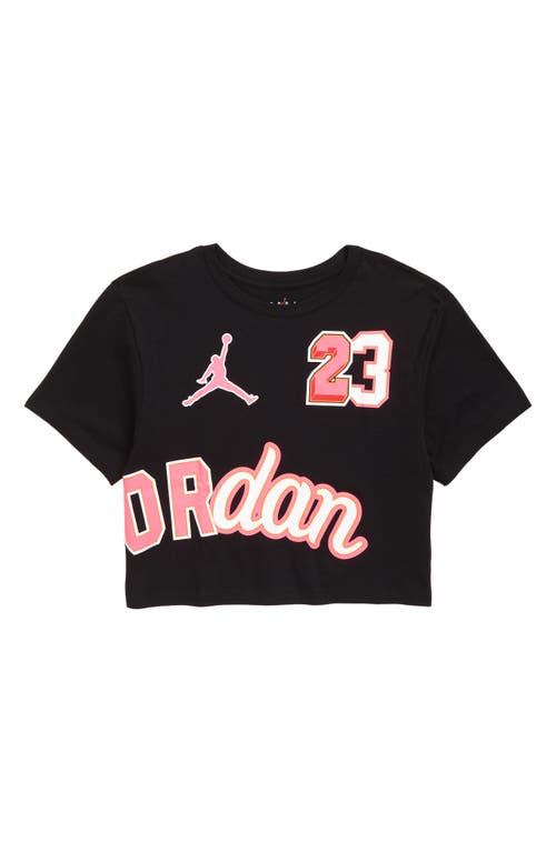 Jordan Kids' Rookie Crop Graphic Cotton Tee in Black