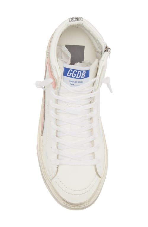 Golden Goose Slide High Top Sneaker In White/silver/pink