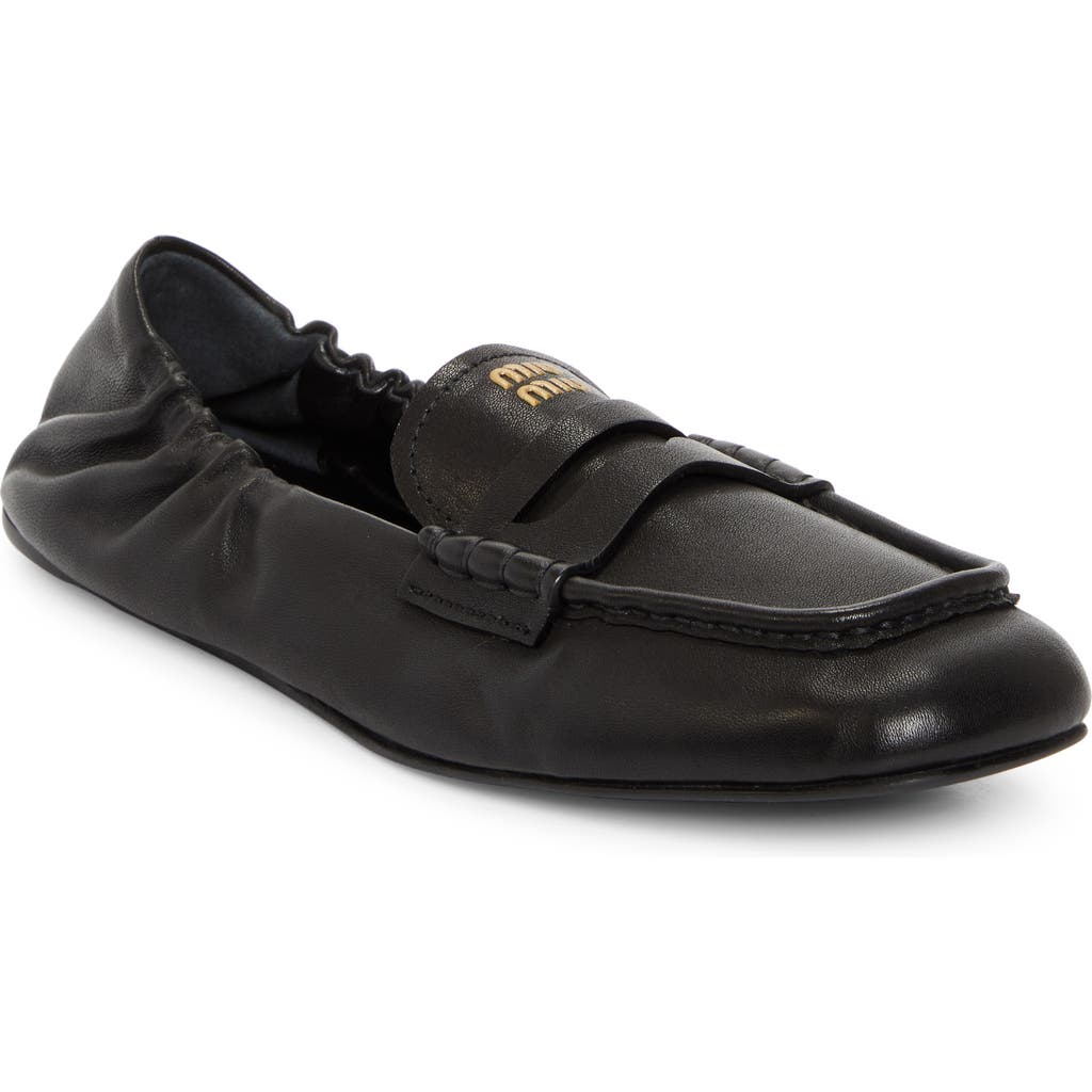 Miu Miu Convertible Penny Loafer In Nero