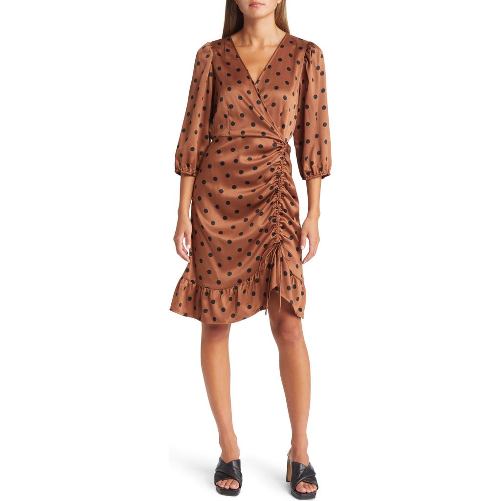 VERO MODA Essi Polka Dot Satin Faux Wrap Dress in Aop/catya  product