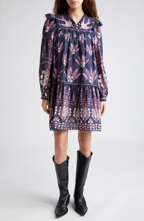 FARM Rio Ainika Martina Floral Long Sleeve Shift Dress | Nordstrom