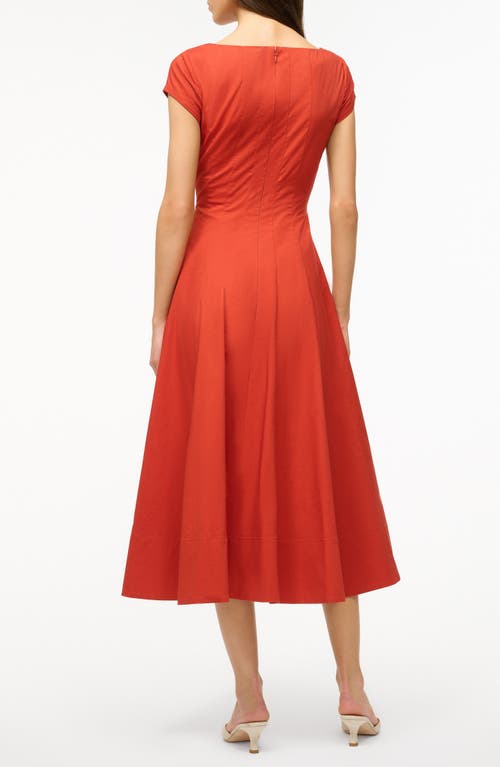 Shop Staud Wells A-line Midi Dress In Rust