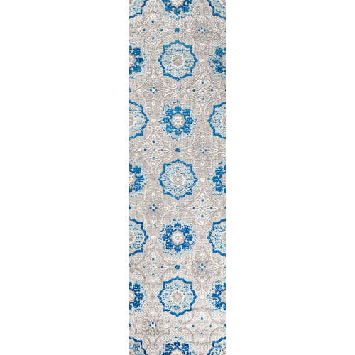 Jonathan Y Mediterranean Medallion Indoor/outdoor Area Rug In Blue/gray