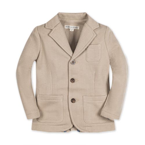 Hope & Henry Boys' Fleece Blazer, Toddler In Taupe Herringbone Fleece