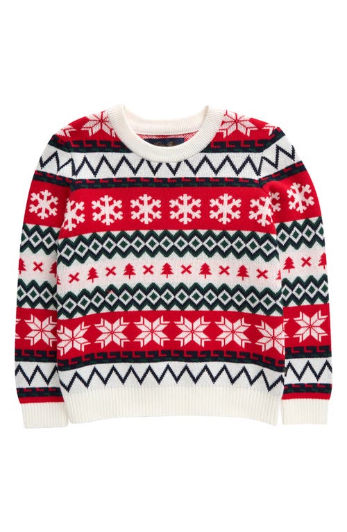 Brooks Brothers Kids' Fair Isle Cotton Sweater In Red