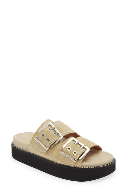 Ganni Egret Buckle Platform Sandal in Pale Khaki at Nordstrom, Size 12Us