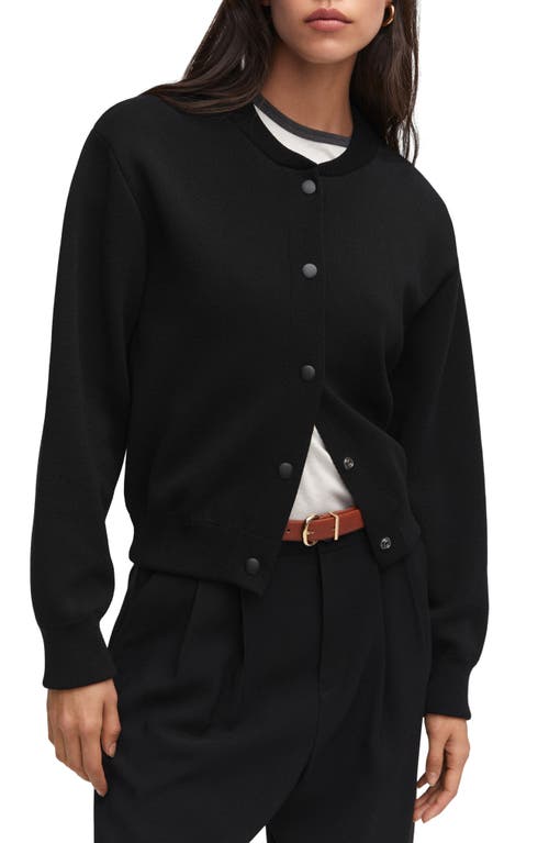 MANGO Crewneck Cardigan Black at Nordstrom,