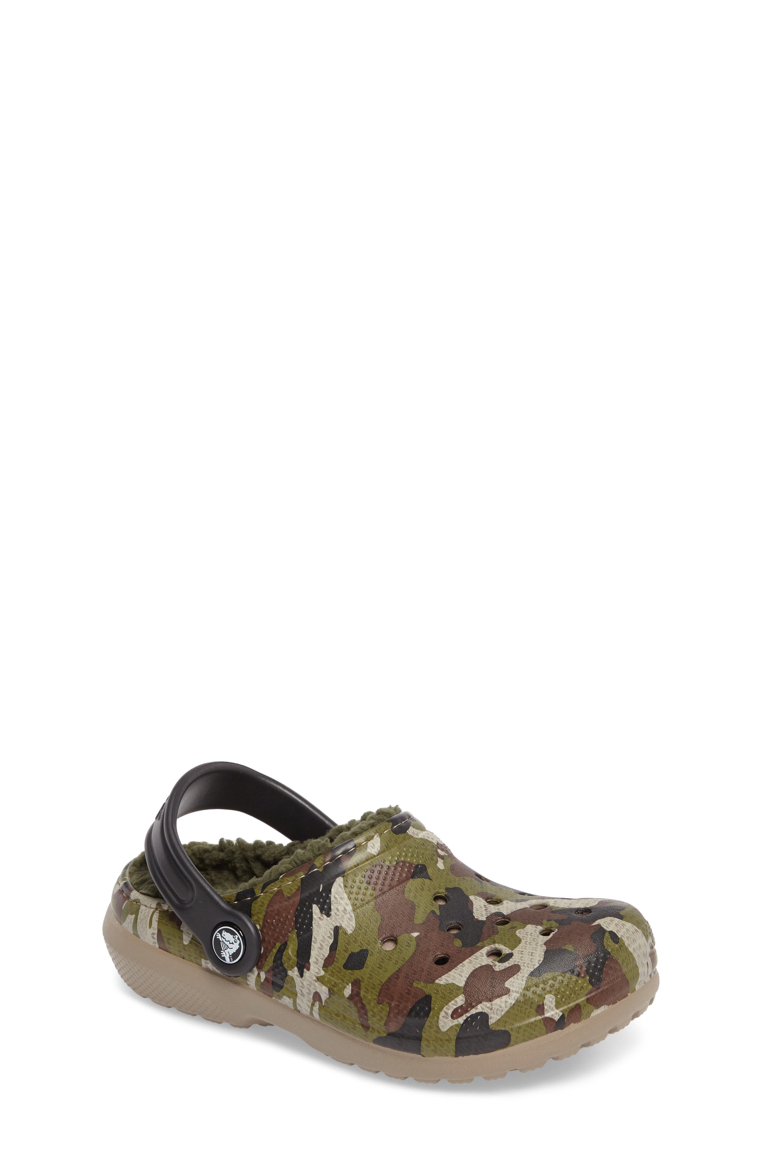 fuzz lined camo crocs