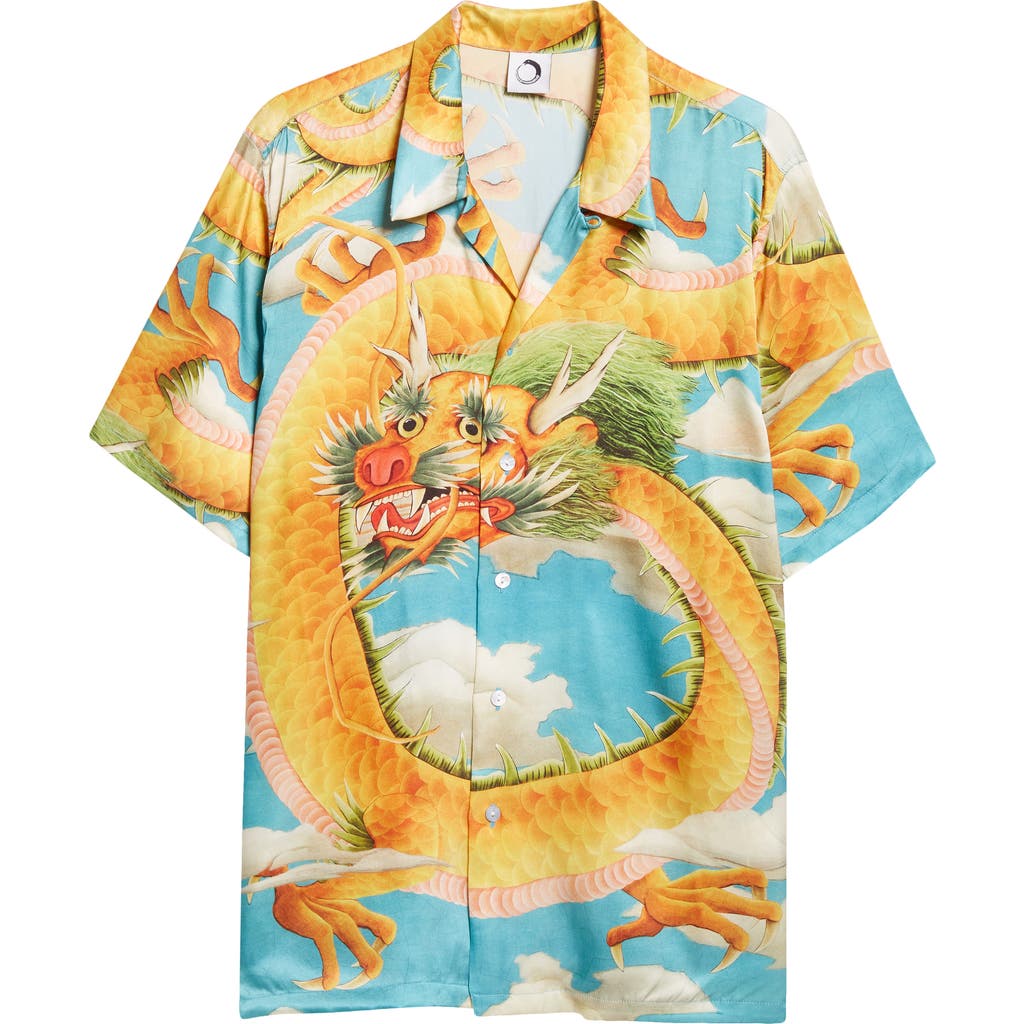 ENDLESS JOY ENDLESS JOY ENTER THE DRAGON SILK CREPE BUTTON-UP SHIRT
