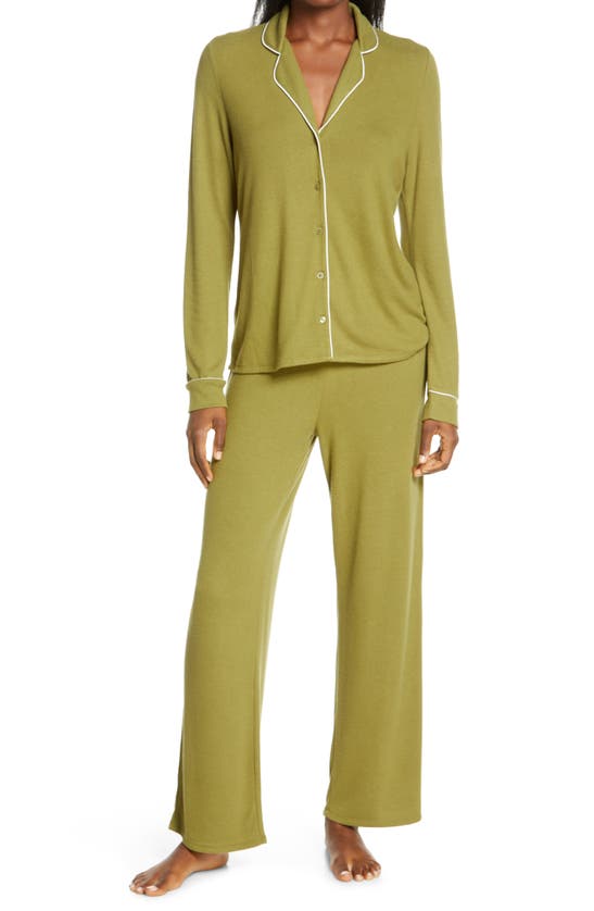 Nordstrom Brushed Hacci Pajamas In Olive Mayfly