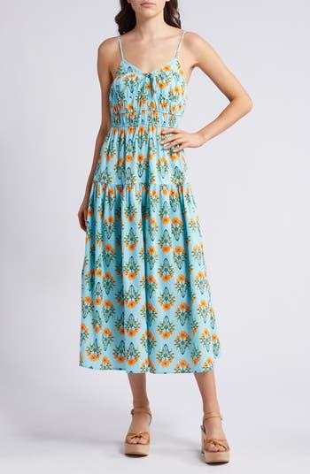 MOON RIVER Floral Cotton Midi Sundress Nordstrom