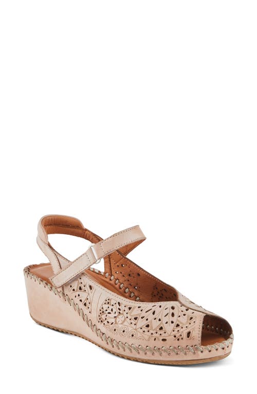 Spring Step Santonio Slingback Peep Toe Wedge Sandal In Blush