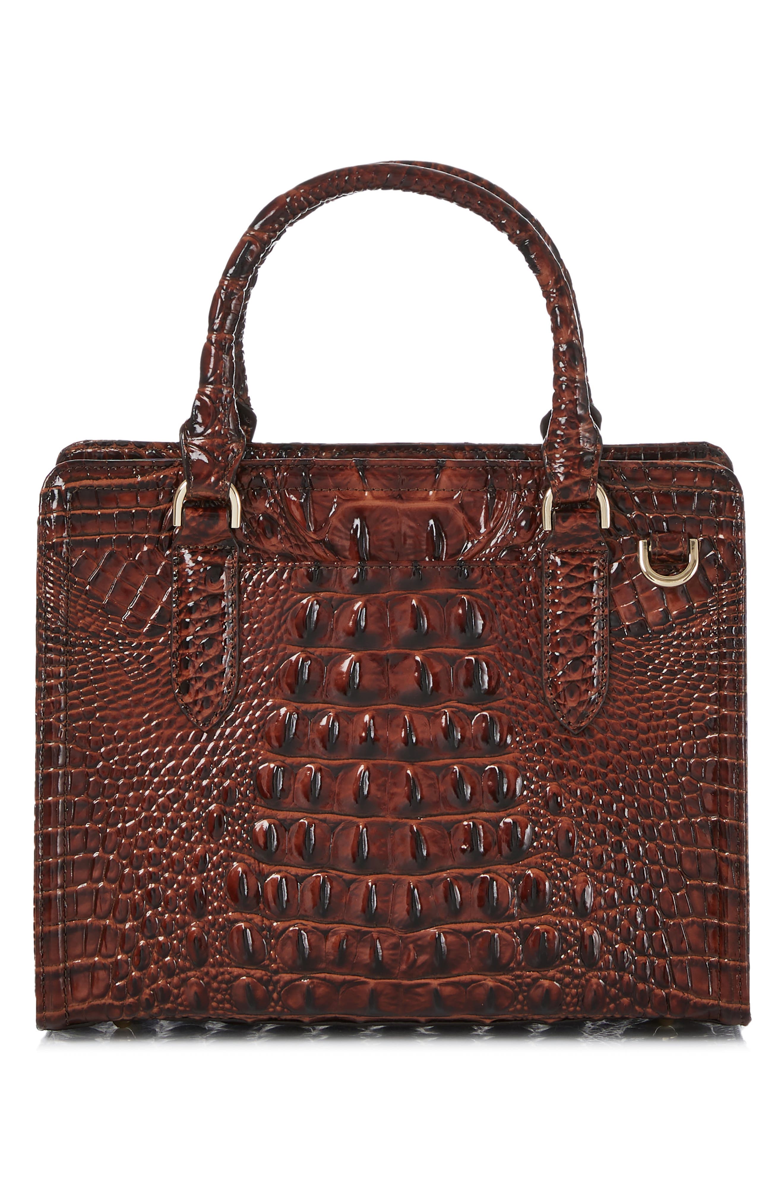 Brahmin Cami Croc Embossed Leather Satchel in Pecan 