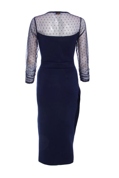 Shop Quiz Scuba Sweetheart Bodycon Midi Dress In Navy