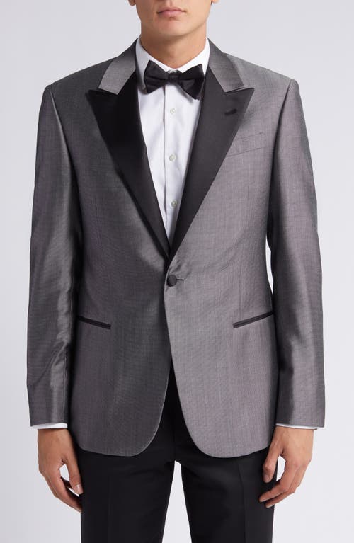 Emporio Armani Microdot Virgin Wool Blend Tuxedo Jacket Grey at Nordstrom, Us