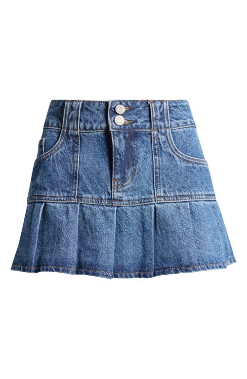 Shop Pacsun Pleated Low Rise Denim Miniskirt In Medium Wash