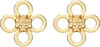 Tory Burch Small Kira Clover Stud Earrings in Tory Gold
