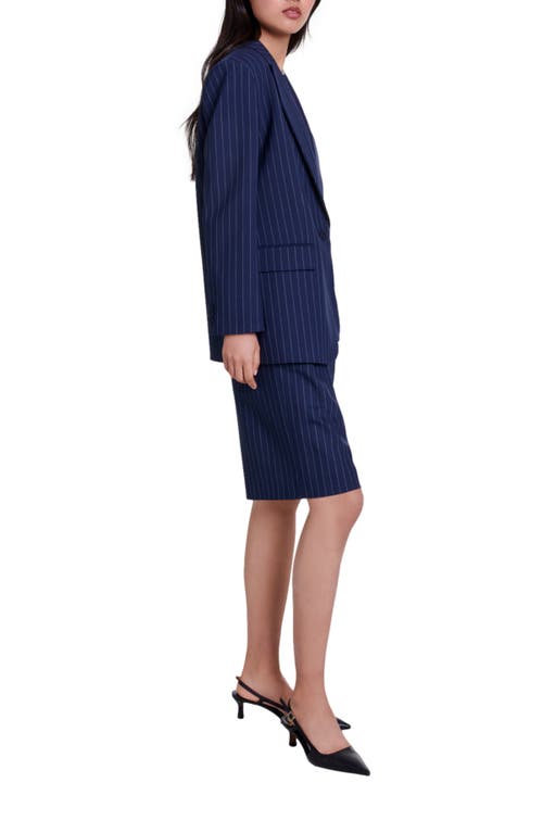 Shop Maje Striped Suit Jacket In Navy Tennis Stripe