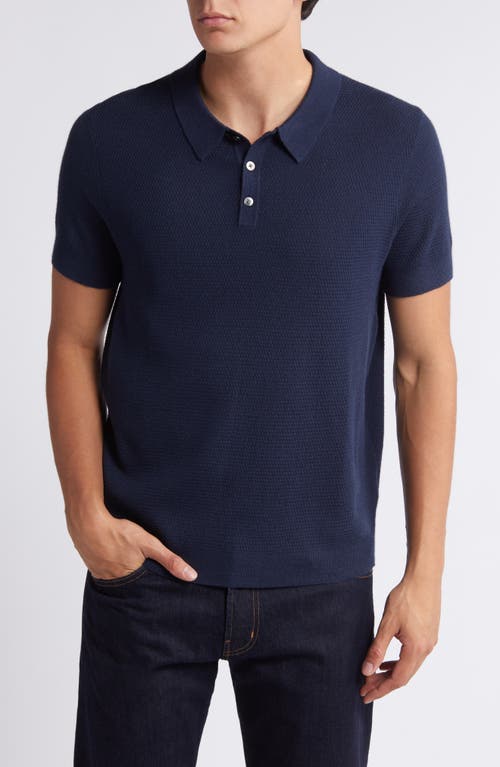 Shop Nordstrom Short Sleeve Coolmax® & Wool Polo Sweater In Navy Blazer