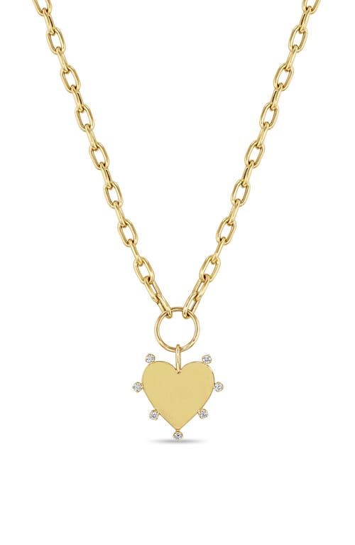 Zoë Chicco Diamond Heart Pendant Necklace in Yellow Gold at Nordstrom, Size 18