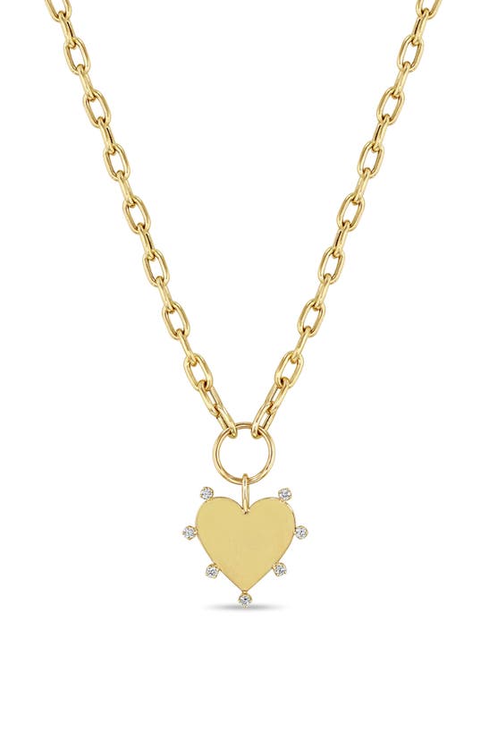Zoë Chicco Diamond Heart Pendant Necklace In Yellow Gold