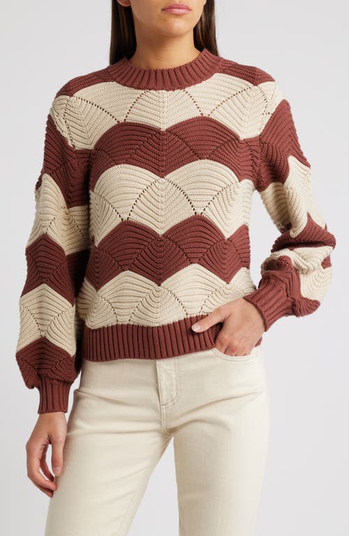 Cleobella Kori Chevron Organic Cotton Sweater In Ivory/terracotta