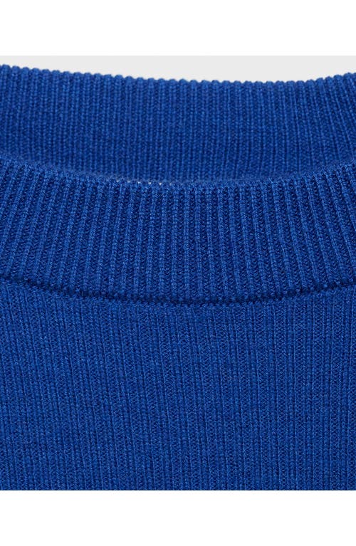 Shop Mango Rib Crewneck Sweater In Ink Blue