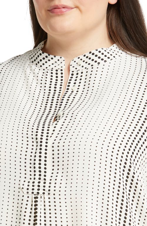 Shop Anne Klein Gradient Dot Print Popover Blouse In Anne White/anne Black