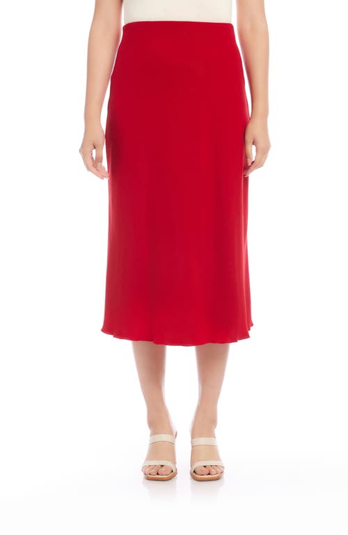 Shop Karen Kane Bias Cut Satin Midi Skirt In Red