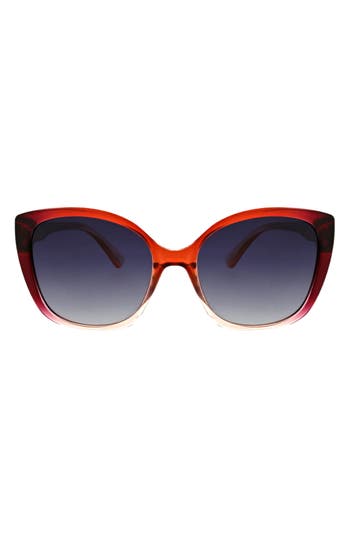 Oscar De La Renta Rounded Modern 54mm Cat Eye Polarized Sunglasses In Burgundy Gradient