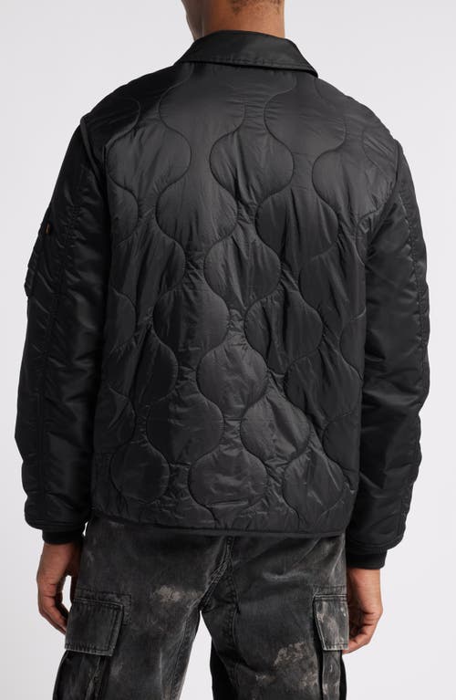 Shop Alpha Industries Quilted Mixed Media Ripstop Utility Jacket In Black