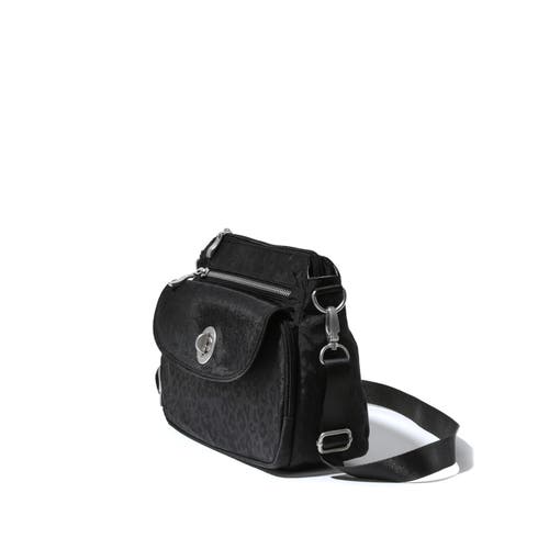 Baggallini Calais Crossbody Bag In Black Cheetah Emboss