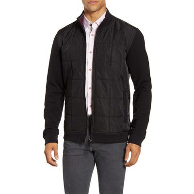 Ted Baker London Passport Quilted Front Fleece Jacket, Black
