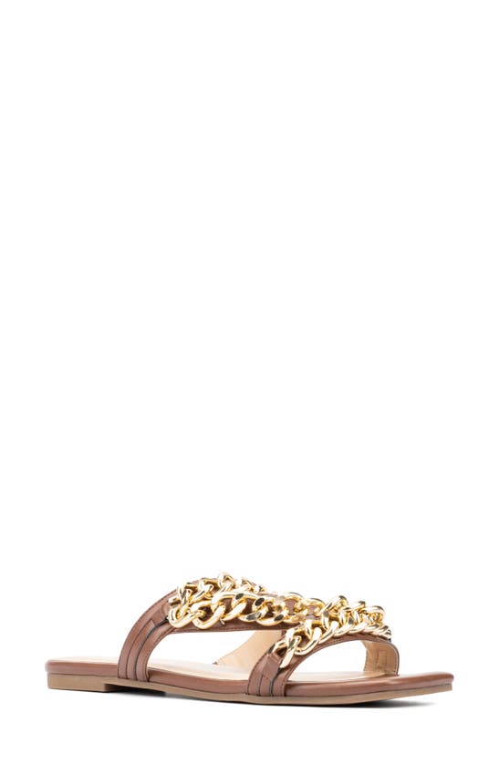Fashion To Figure Maeve Slide Sandal In Cognac