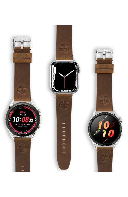 Timberland Leather 22mm Smartwatch Watchband in Brown at Nordstrom