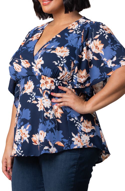 Shop Kiyonna Seaside Serenade Top In Blue Blossom Bliss